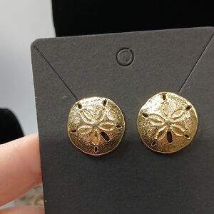Gold Plated Sand Dollar Earrings